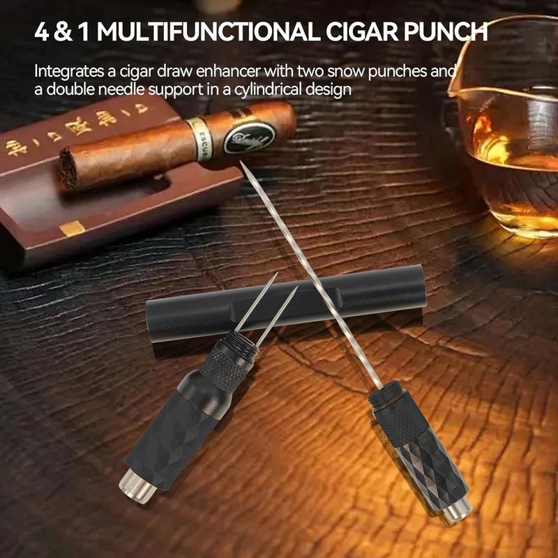 CaLeQi Cigar Punch Cigar Draw Enhancer and Cigar Nubber 4 in 1 The Cigar Punch for All Cigars is a Practical and Essential Cigar Accessories for Cigar Lovers Great Gift for a Man （Black ） - Image 3